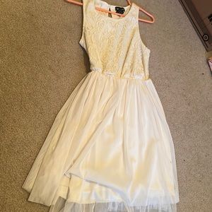 White tulle floral lace dress